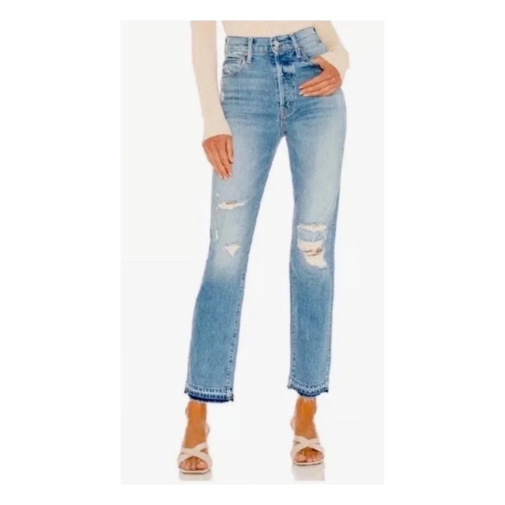 Mother Superior High Waisted Hiker Hover Undone Hem Jeans On My Knees 27